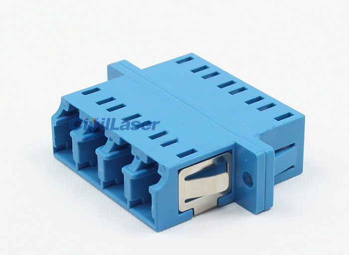 LC Plastic Fiber Optic Adapter Singal Mode Four Core Blue Flange